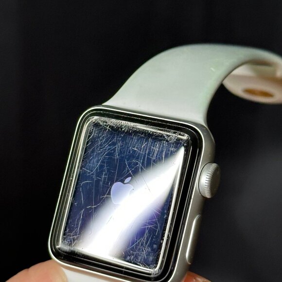 Apple Watch Series 3 Silver 38mm White Silicone Sport Band Aluminum Case - Picture 3 of 12